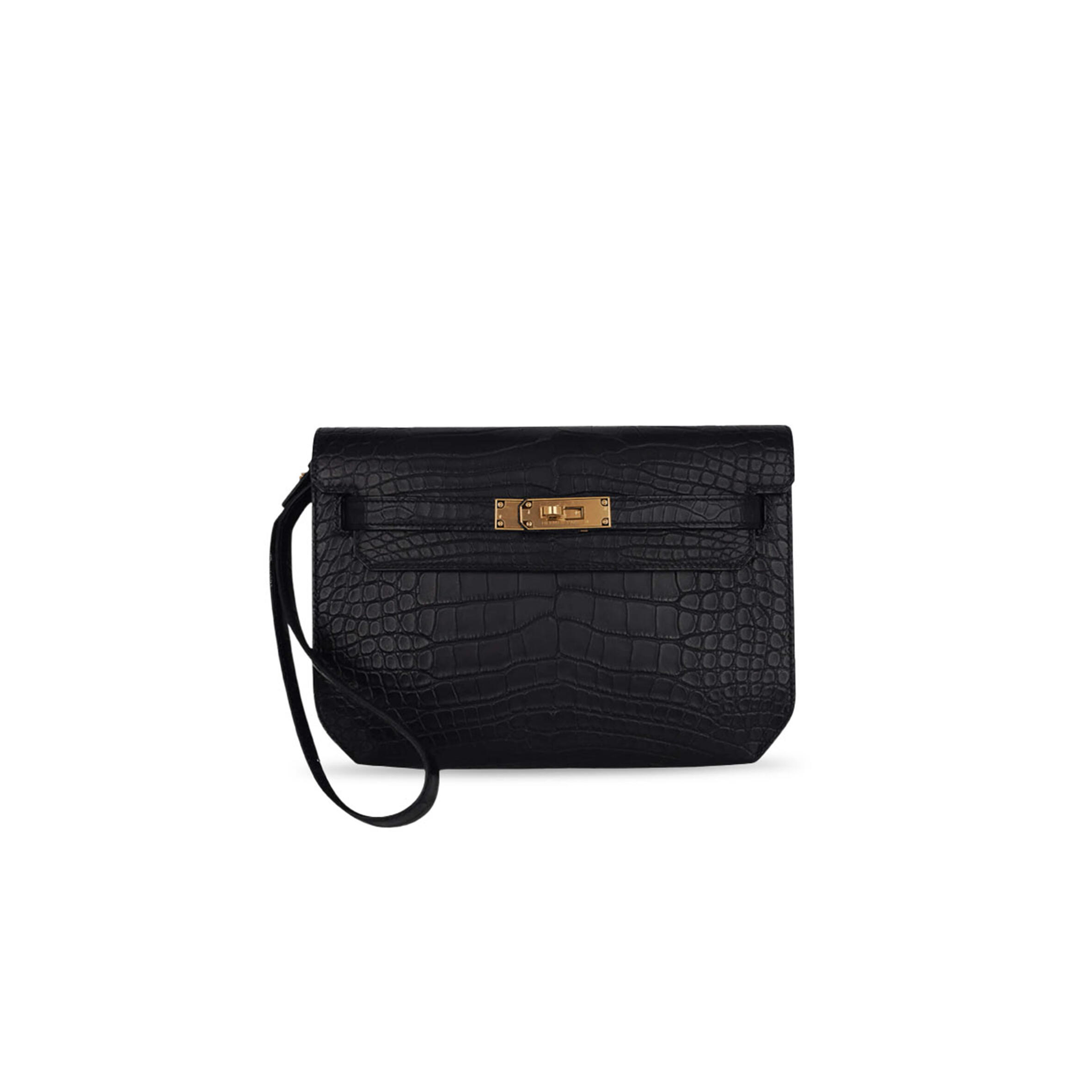 H**mes MASTER KELLY DEPECHES 25 MISSISSIPPIENSIS ALLIGATOR MATTE NOIR GOLD HARDWARE (25*20*4cm)